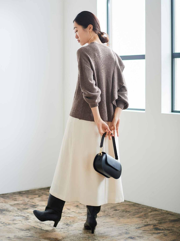 ルクールブラン le.coeur blanc カルゼマリントラペーズスカート （ホワイト） ホワイト