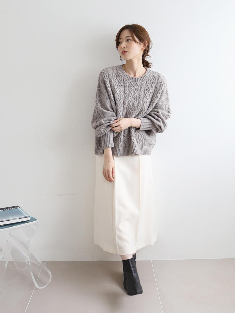 ルクールブラン le.coeur blanc カルゼマリントラペーズスカート （ホワイト） ホワイト