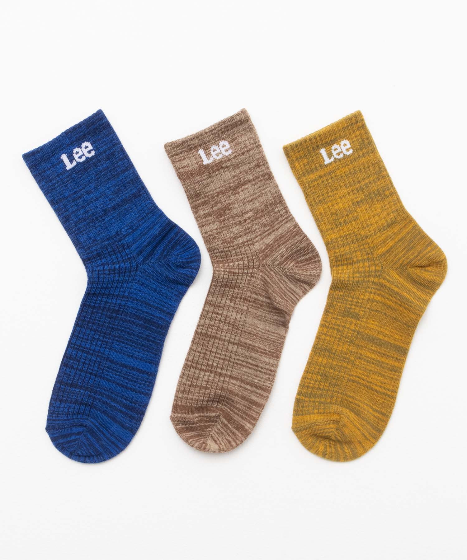 リー Lee クォーターソックス 杢ミックスロゴ 3足組