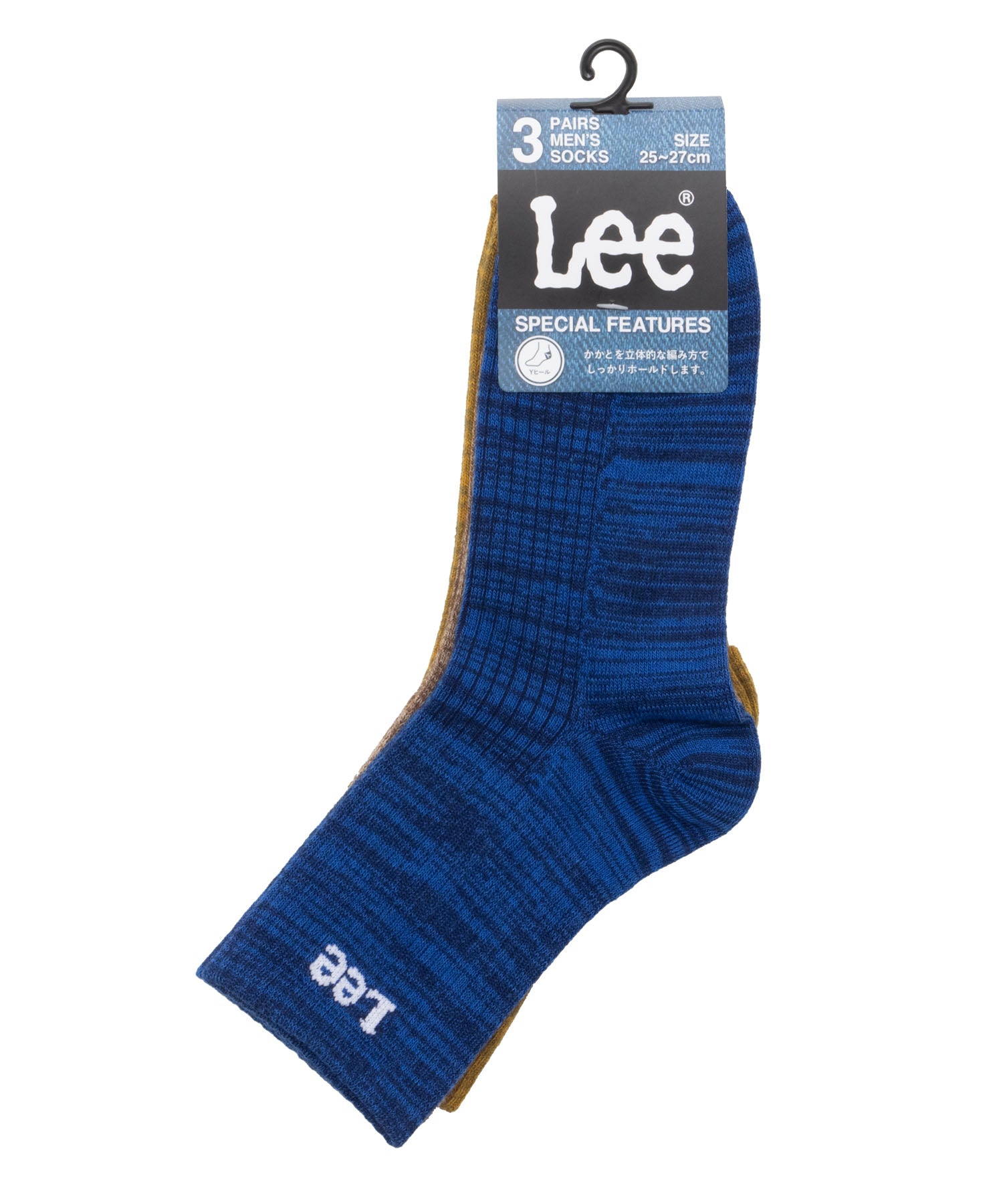 リー Lee クォーターソックス 杢ミックスロゴ 3足組