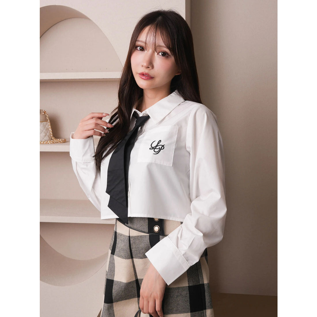 LIP SERVICE LIP SERVICE Tie SET Cropped Shirt