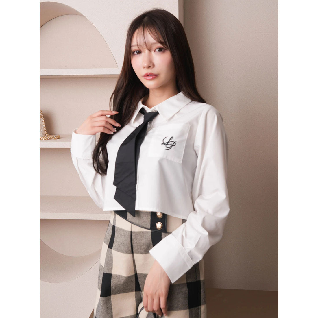 LIP SERVICE LIP SERVICE Tie SET Cropped Shirt