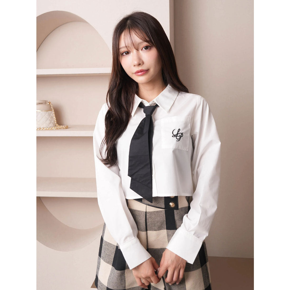 LIP SERVICE LIP SERVICE Tie SET Cropped Shirt