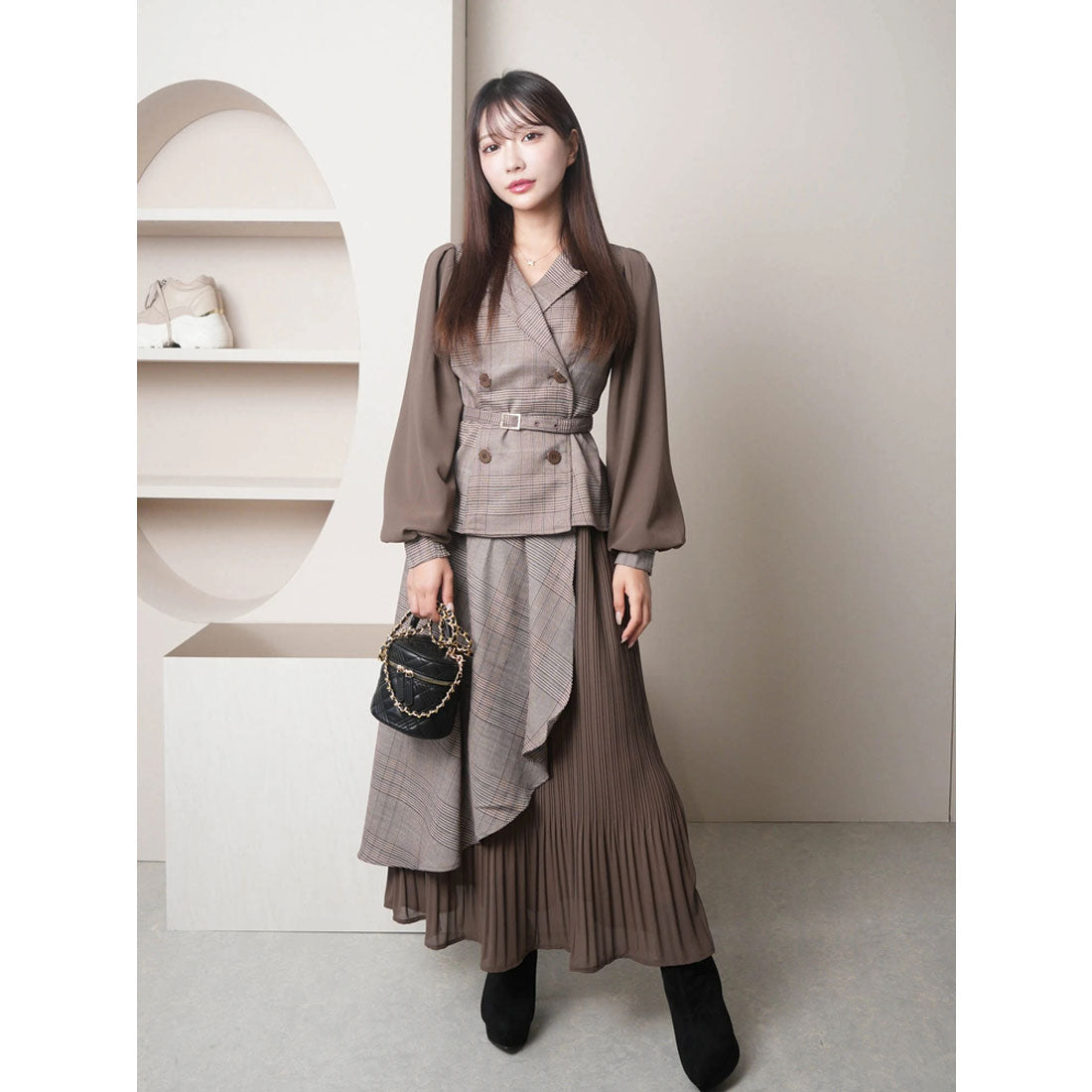 リップサービス LIP SERVICE ジャケットプリーツロングワンピース,ミックス1