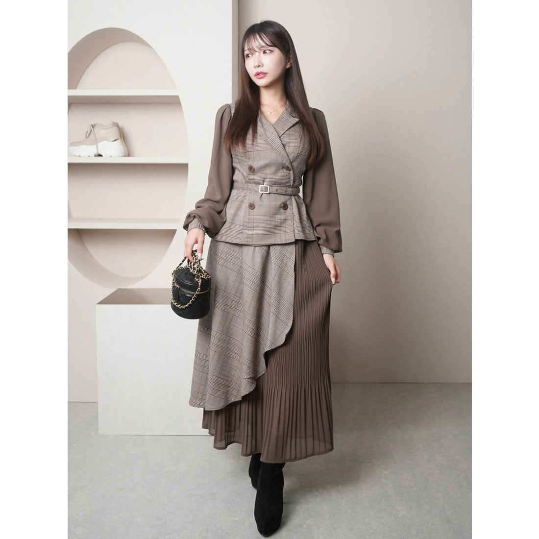 リップサービス LIP SERVICE ジャケットプリーツロングワンピース