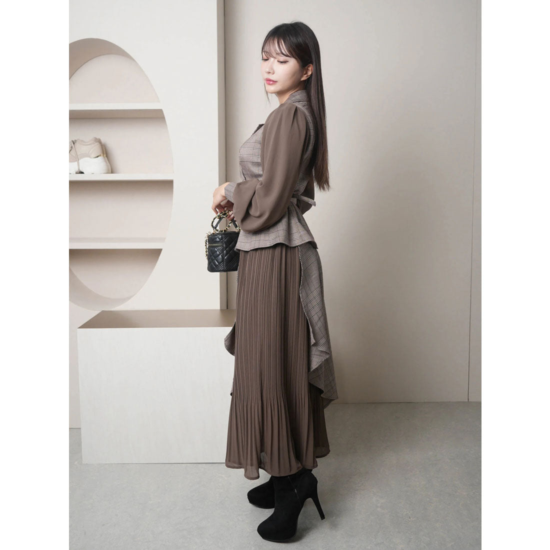 リップサービス LIP SERVICE ジャケットプリーツロングワンピース