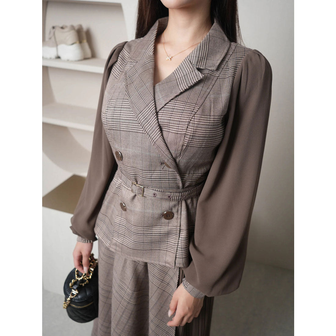 リップサービス LIP SERVICE ジャケットプリーツロングワンピース