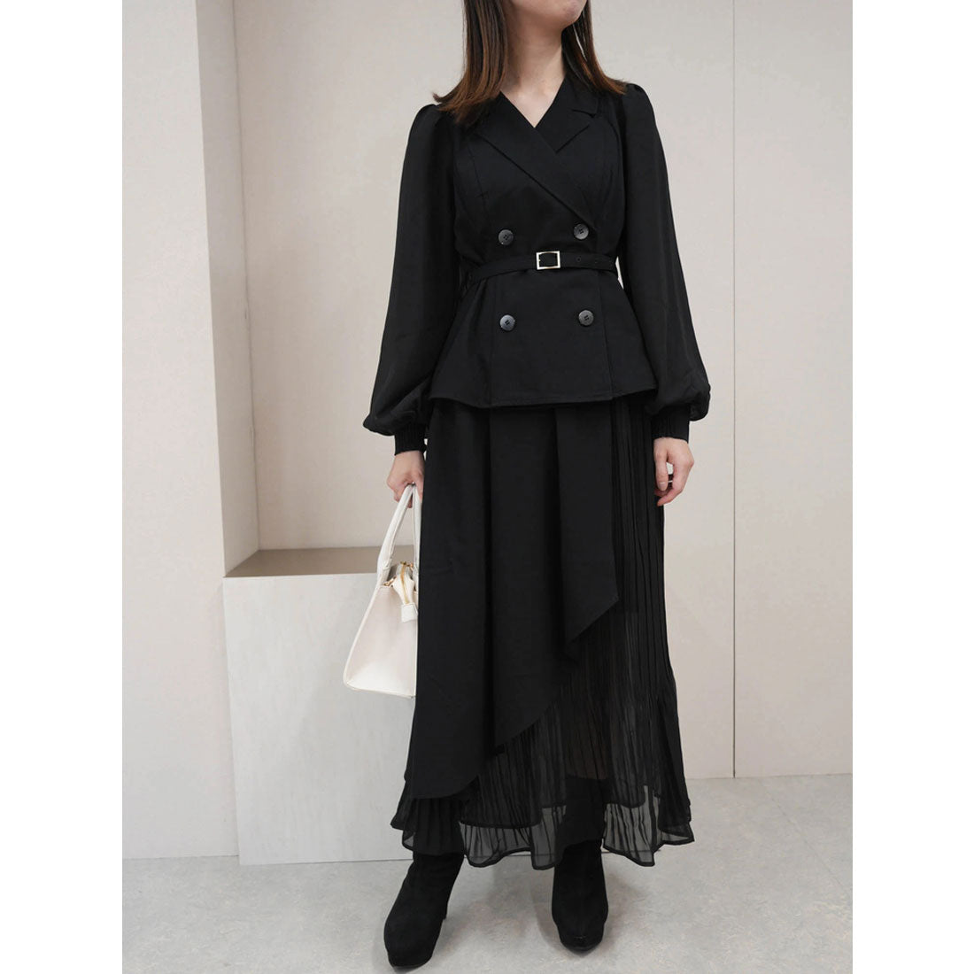 リップサービス LIP SERVICE ジャケットプリーツロングワンピース （ブラック） ブラック