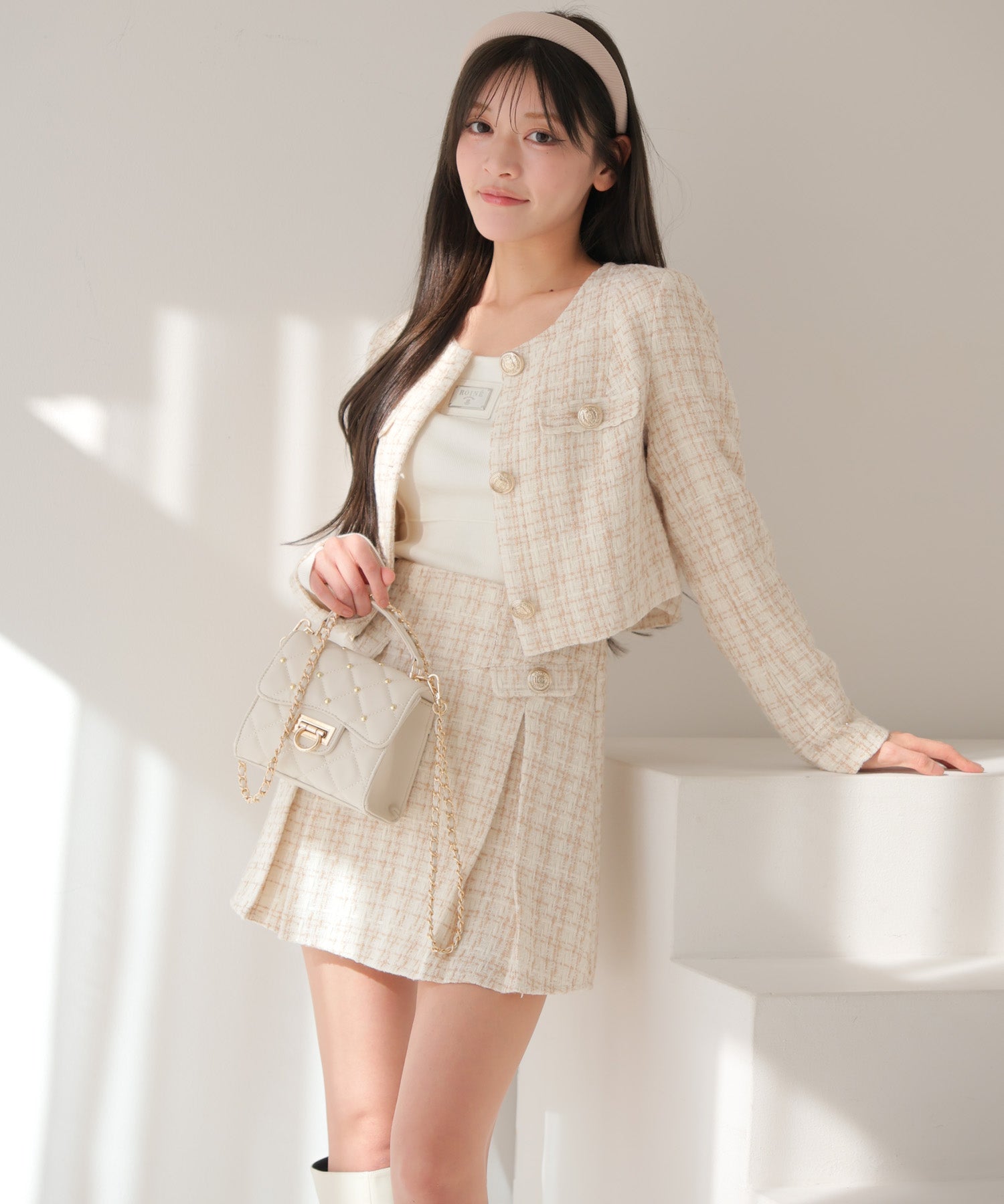 LIP SERVICE LIP SERVICE Spring Tweed Pleated Skirt