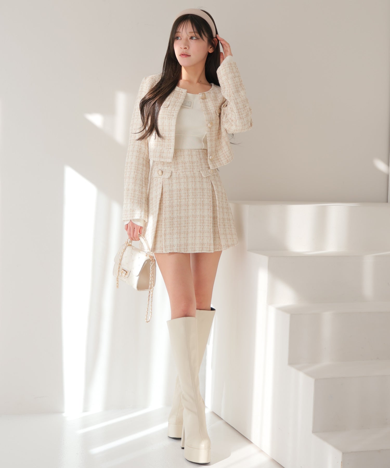 LIP SERVICE LIP SERVICE Spring Tweed Pleated Skirt