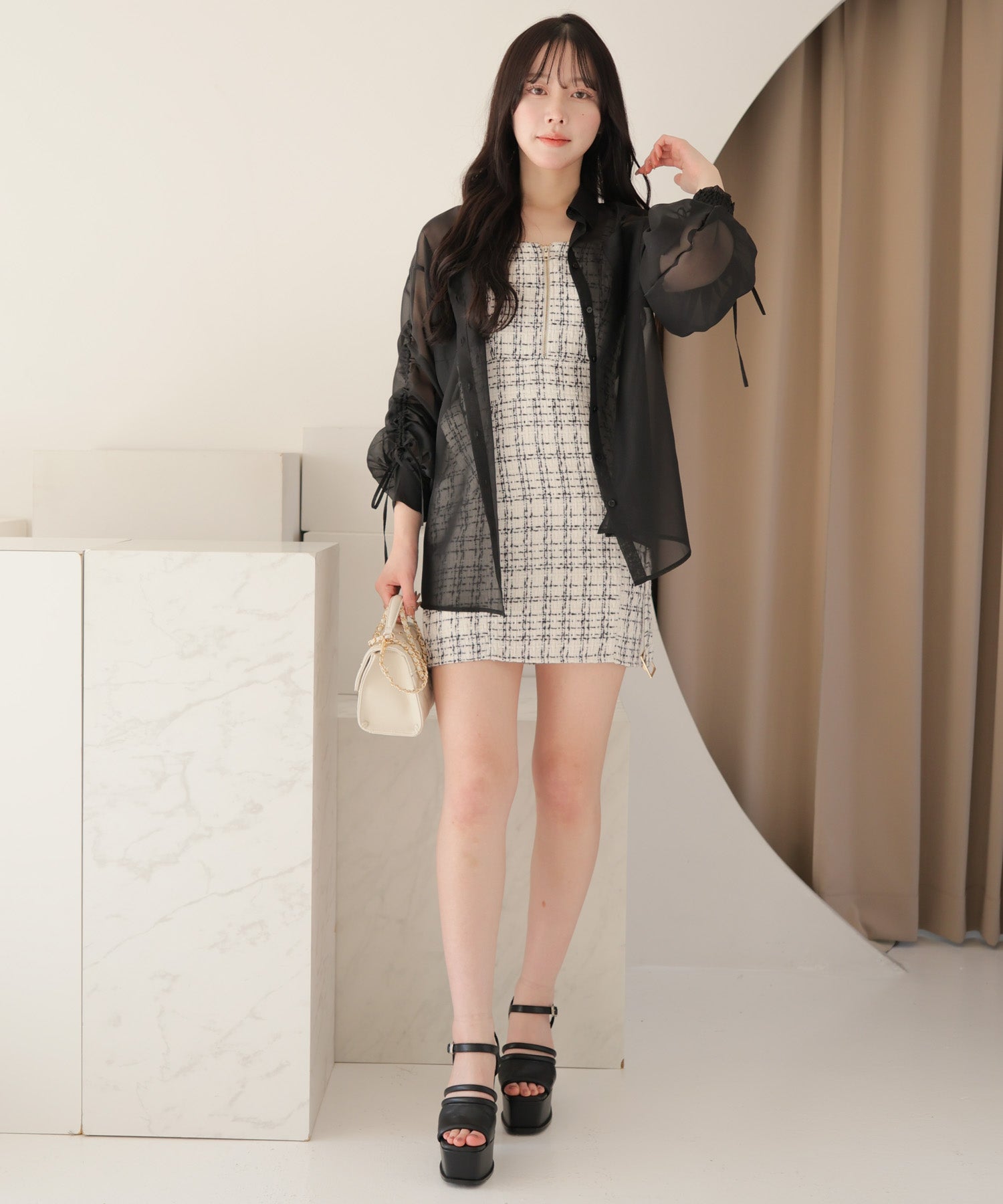 LIP SERVICE LIP SERVICE Drawstring Sleeve Sheer Shirt