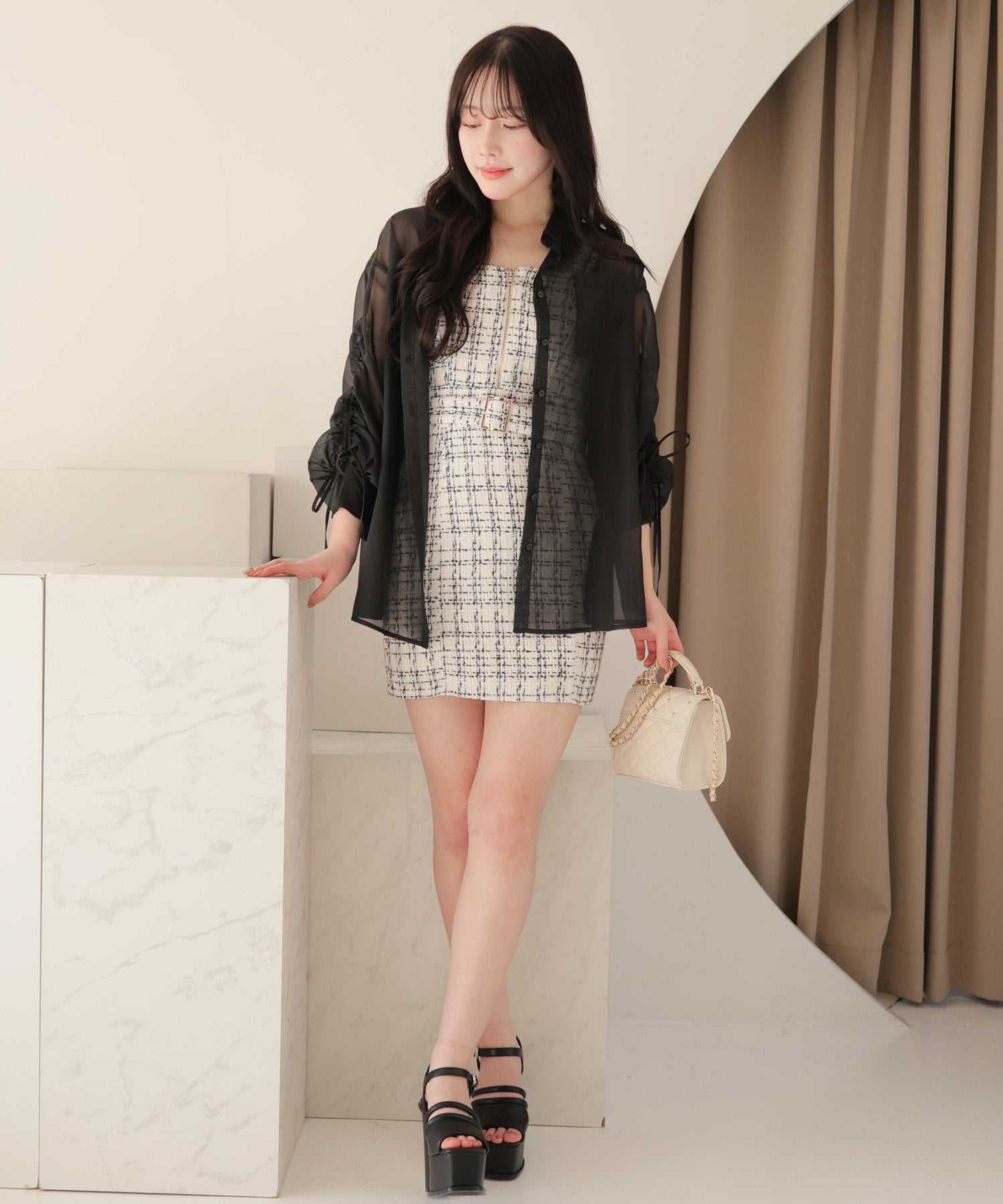 LIP SERVICE LIP SERVICE Drawstring Sleeve Sheer Shirt