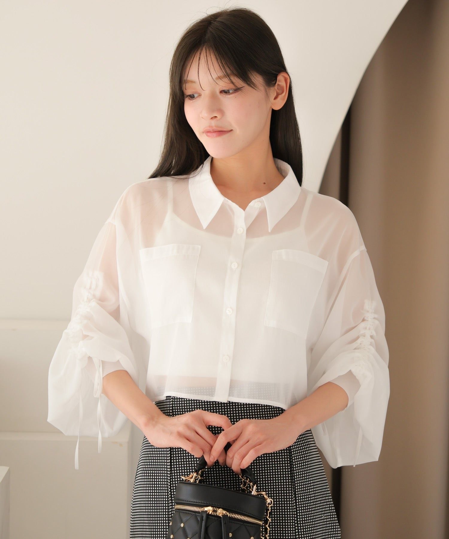 LIP SERVICE LIP SERVICE Drawstring Sleeve Sheer Shirt
