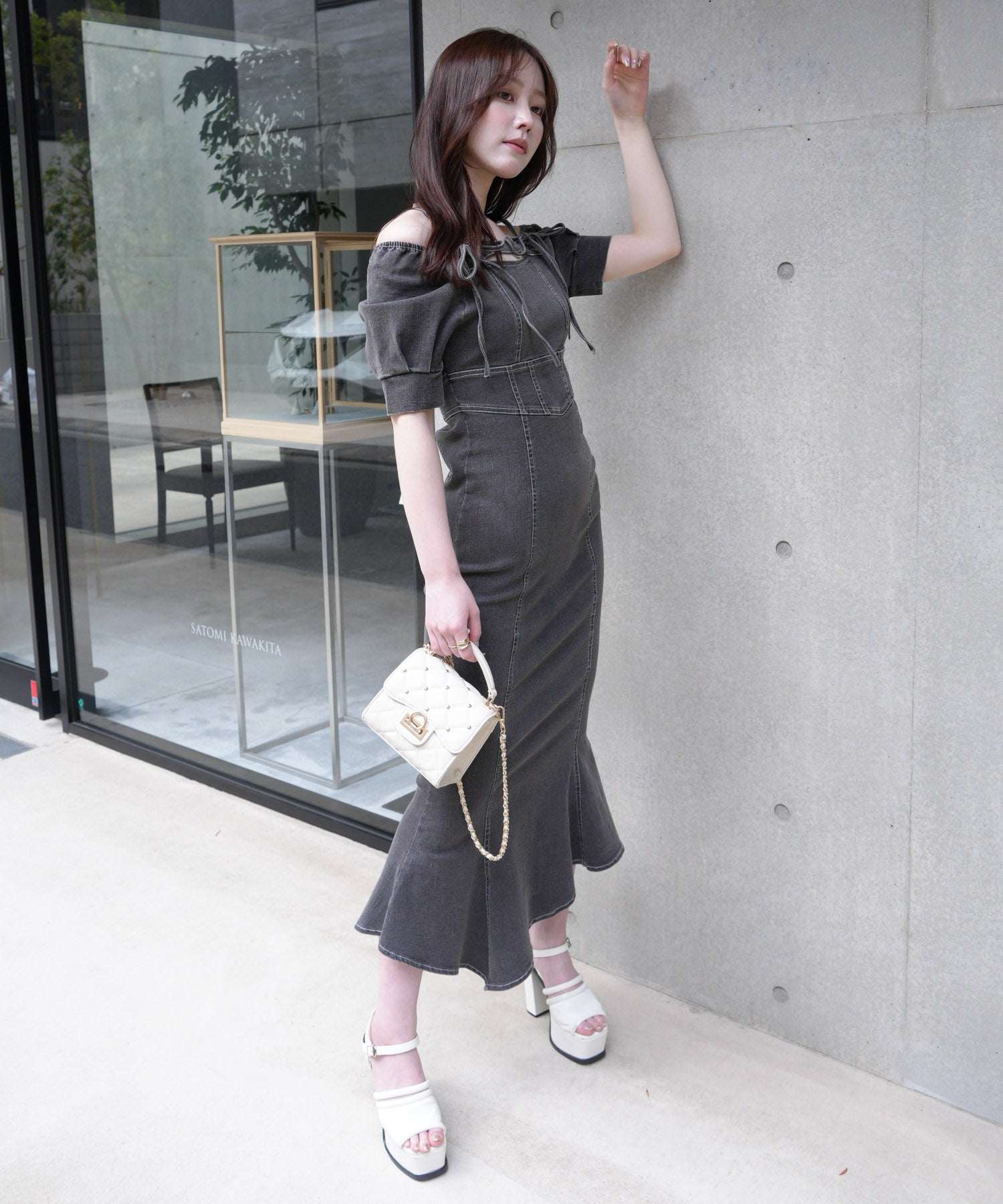 リップサービス LIP SERVICE バストオープンデニムマーメイドワンピース （グレー） グレー