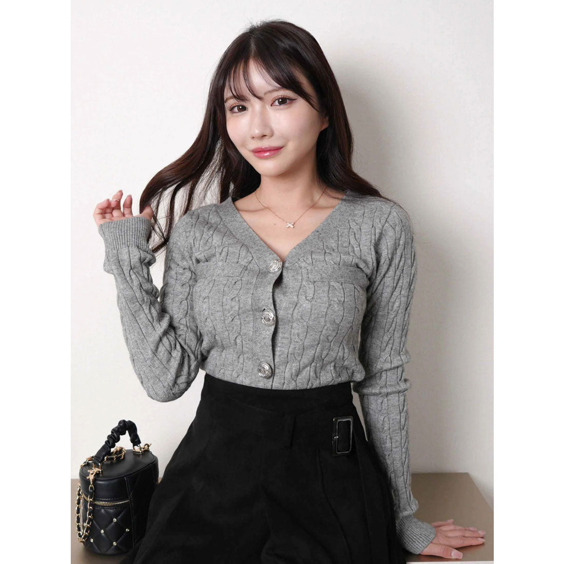 リップサービス LIP SERVICE ケーブルニットボタンカーディガン