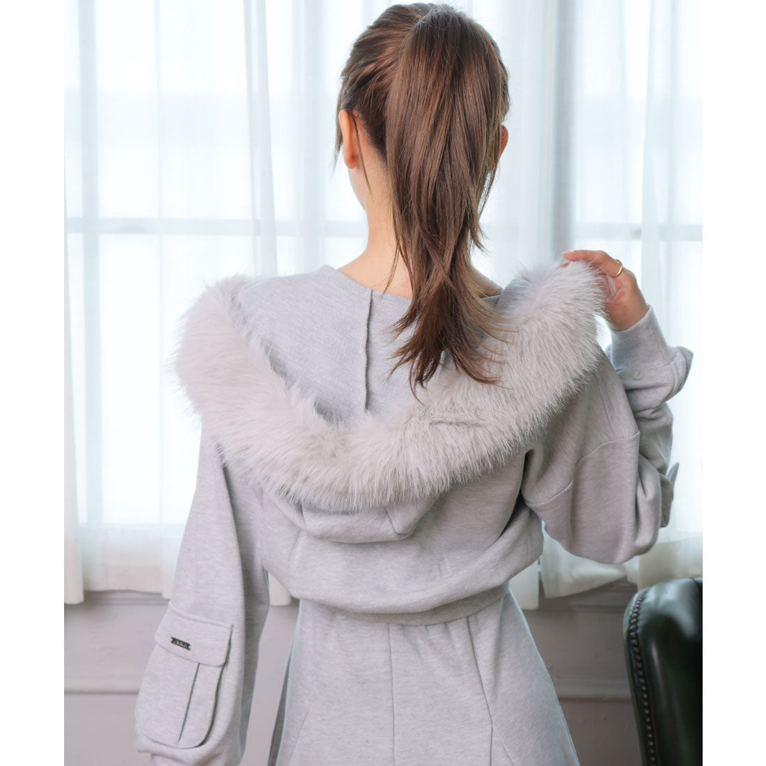 リップサービス LIP SERVICE ファーフードスウェットパーカー （グレー） グレー