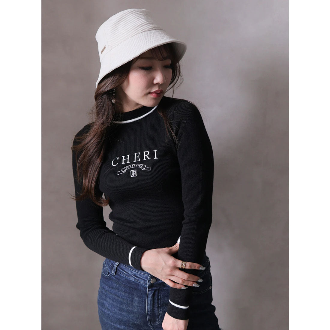 リップサービス LIP SERVICE CHERIリブニット,ブラック