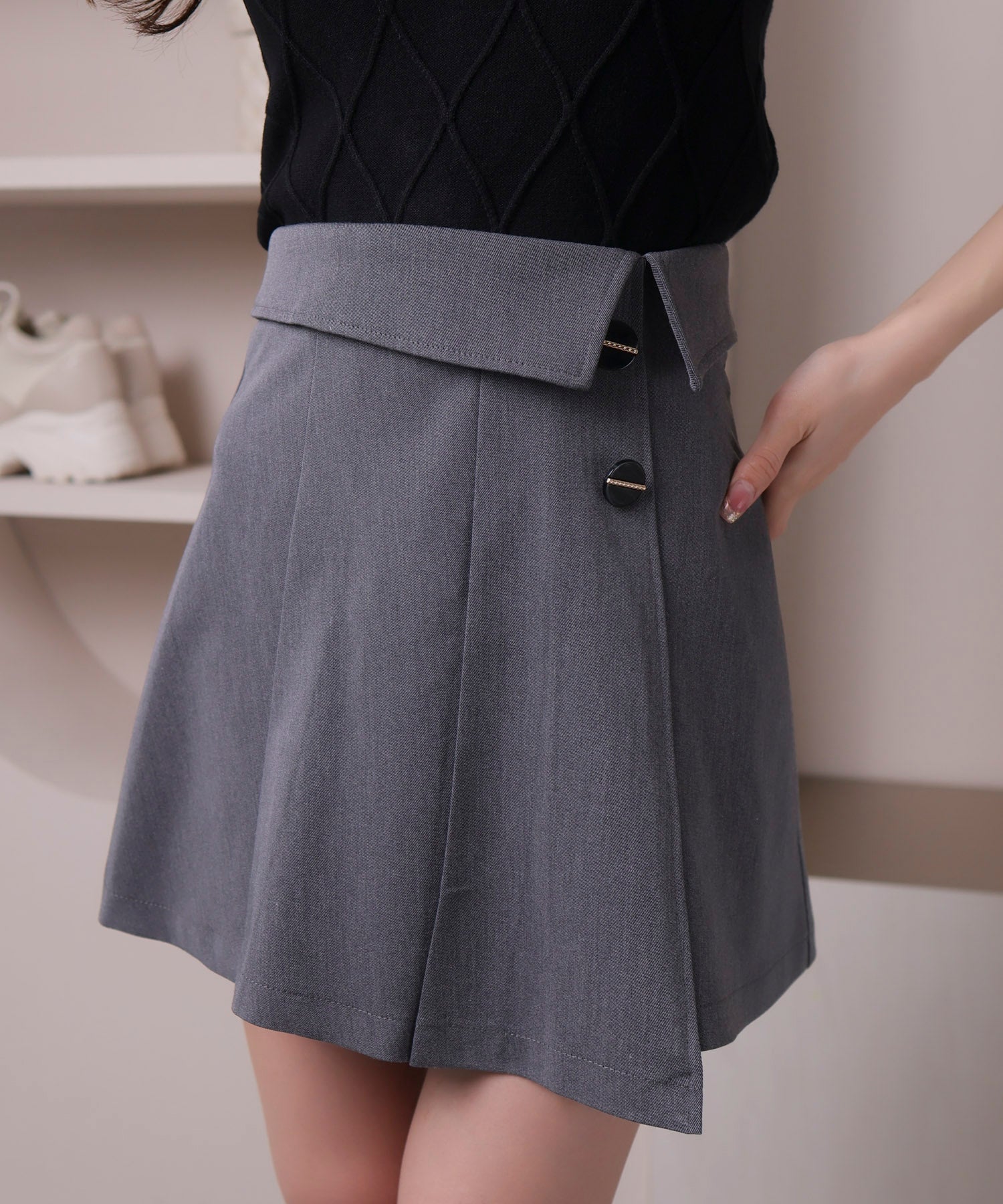 LIP SERVICE Asymmetric Pleated Skirt with Inner Shorts