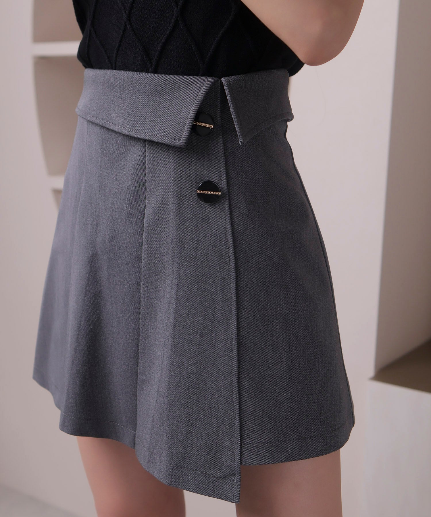 LIP SERVICE Asymmetric Pleated Skirt with Inner Shorts