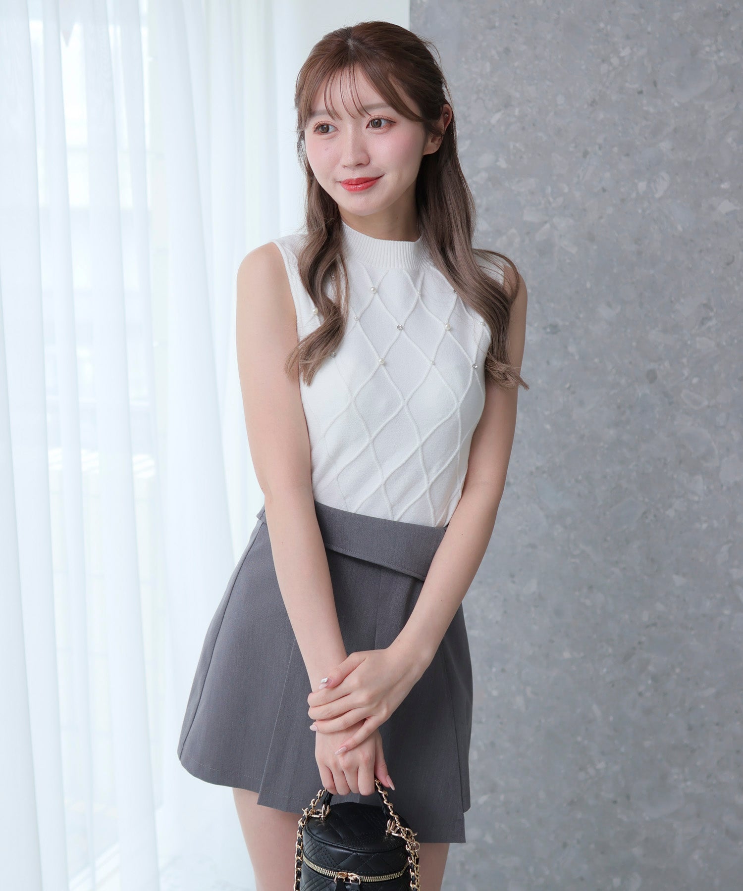 LIP SERVICE Asymmetric Pleated Skirt with Inner Shorts