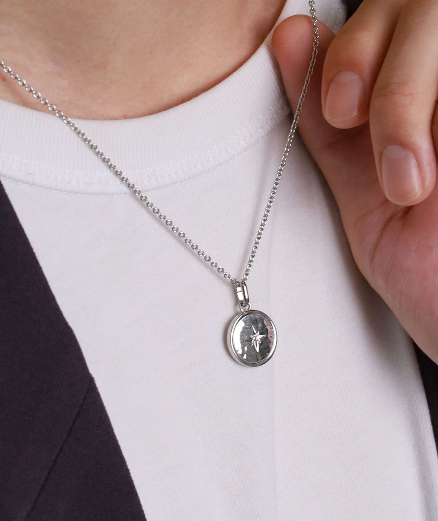 ライオンハート LION HEART 【限定展開】“LH-1”ツチメコインペアネックレス/ダイヤモンド/サージカルステンレス（金属アレルギー対応） （シルバー&ピンク） シルバー