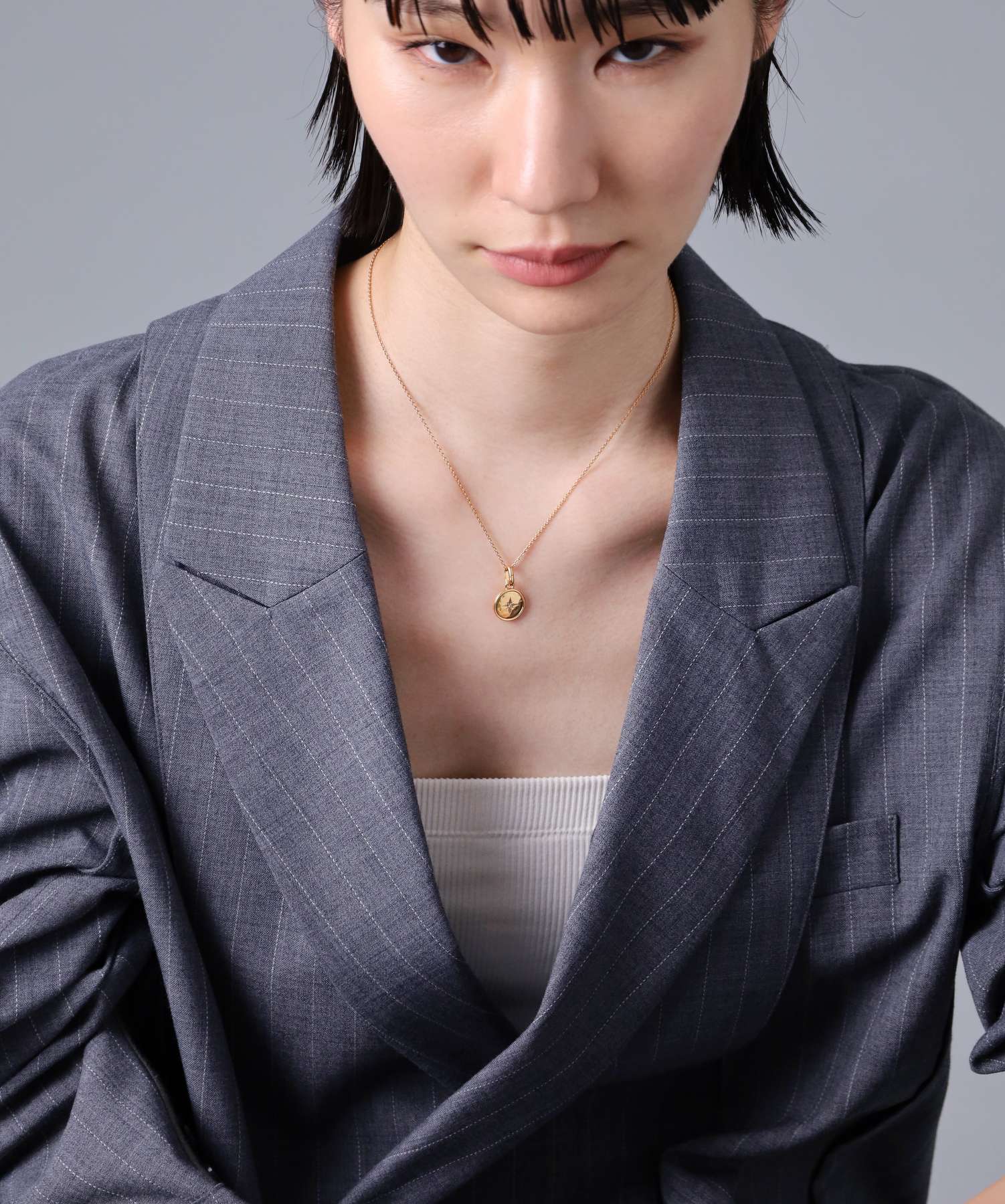 ライオンハート LION HEART 【限定展開】“LH-1”ツチメコインペアネックレス/ダイヤモンド/サージカルステンレス（金属アレルギー対応） （シルバー&ピンク） シルバー