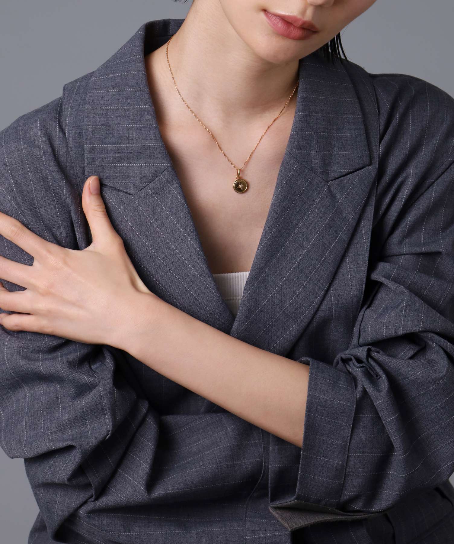 ライオンハート LION HEART 【限定展開】“LH-1”ツチメコインペアネックレス/ダイヤモンド/サージカルステンレス（金属アレルギー対応） （シルバー&ピンク） シルバー