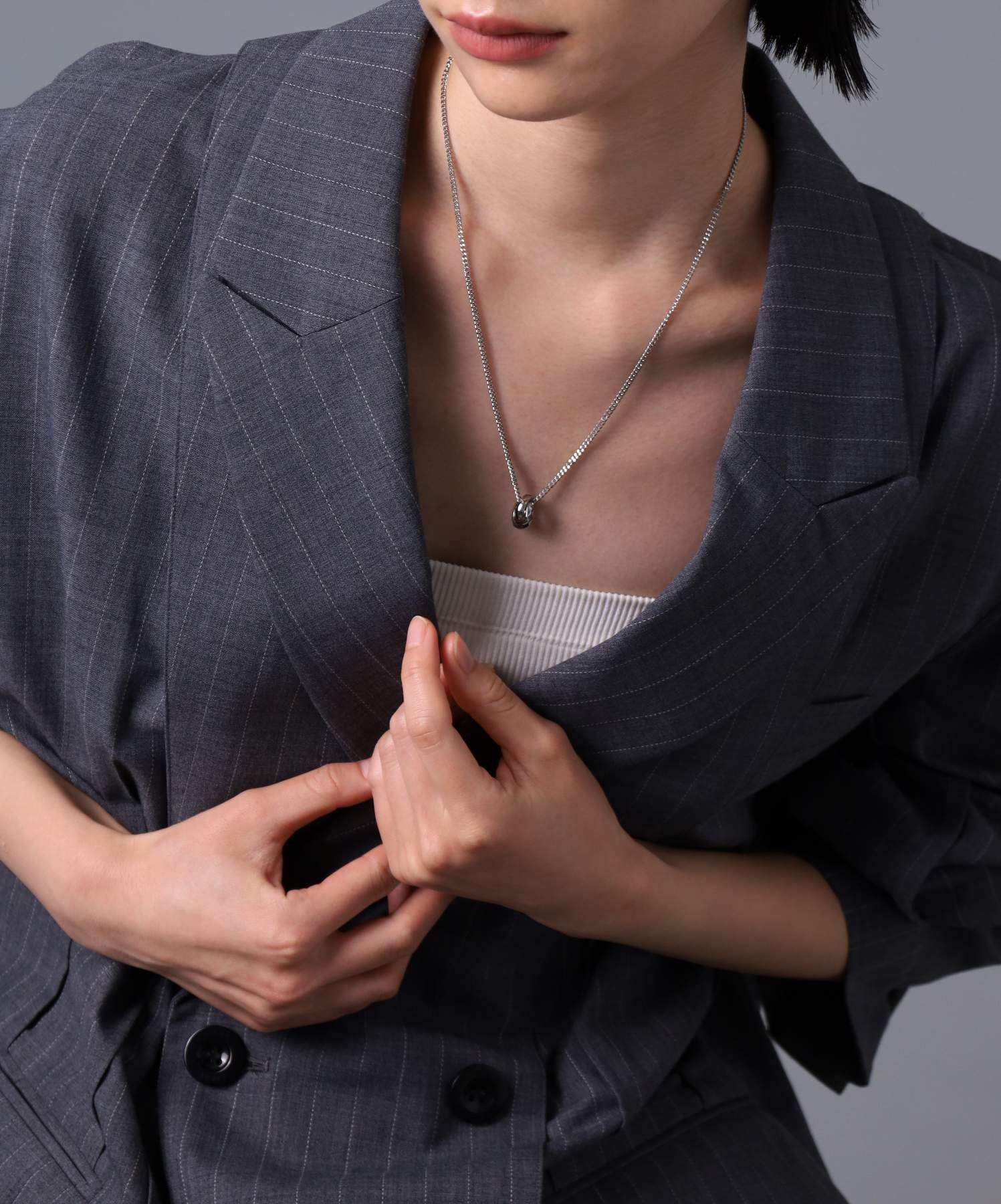 ライオンハート LION HEART 【限定展開】“THE EDGE”シグネチャーカッティングダブルリングネックレス/スペシャルパッケージ/サージカルステンレス（金属アレルギー対応） （シルバー） シルバー