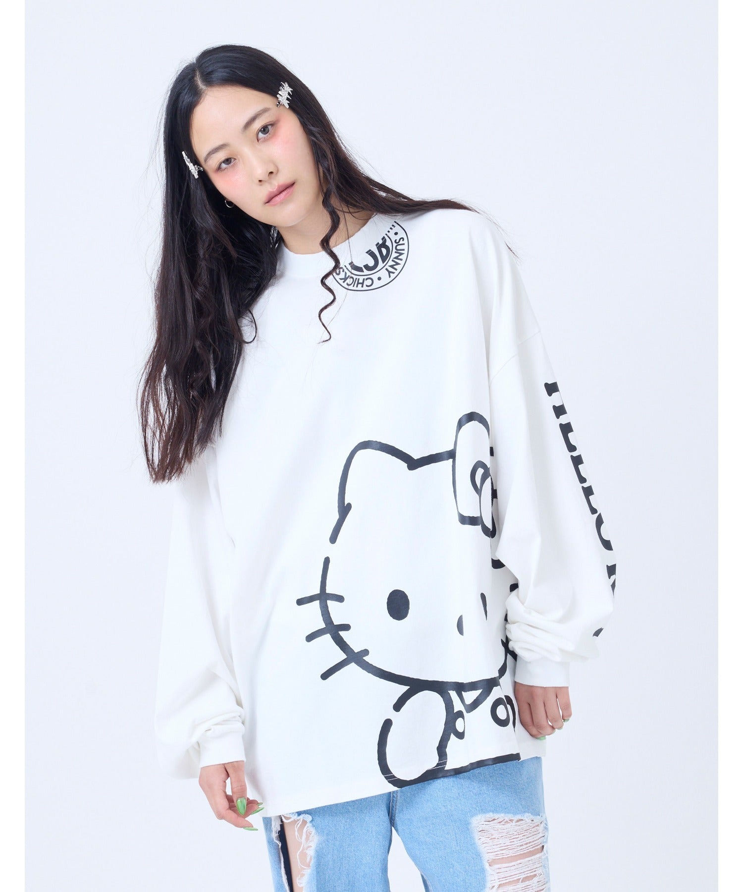 リトルサニーバイト little sunny bite 【little sunny bite】HELLO KITTY x little sunny bite long tee （ブラック） ブラック