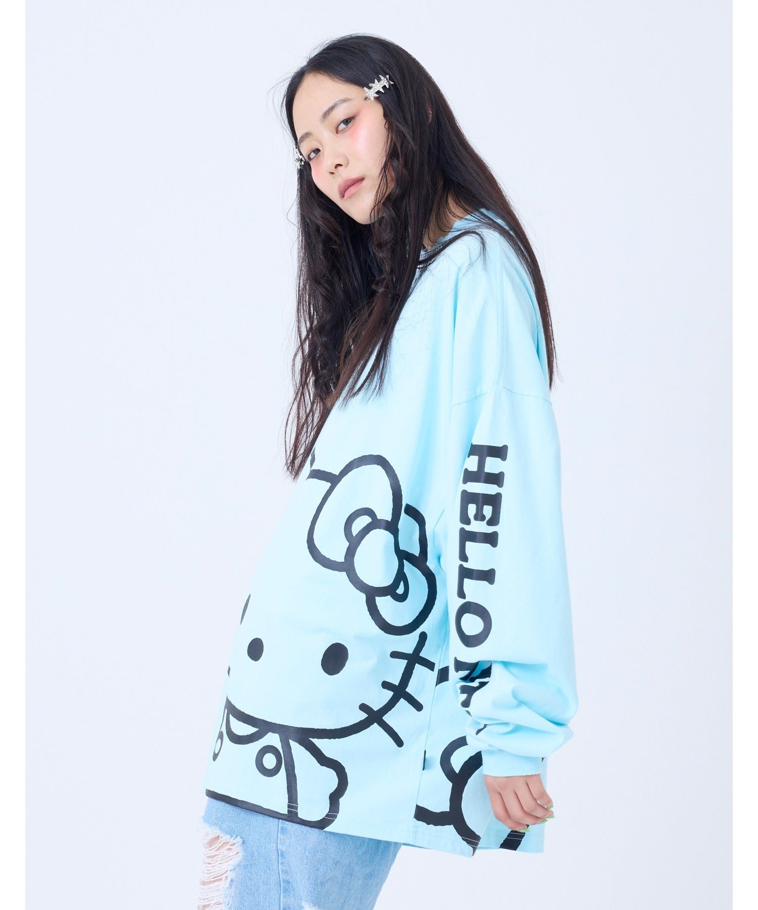 リトルサニーバイト little sunny bite 【little sunny bite】HELLO KITTY x little sunny bite long tee （ブラック） ブラック