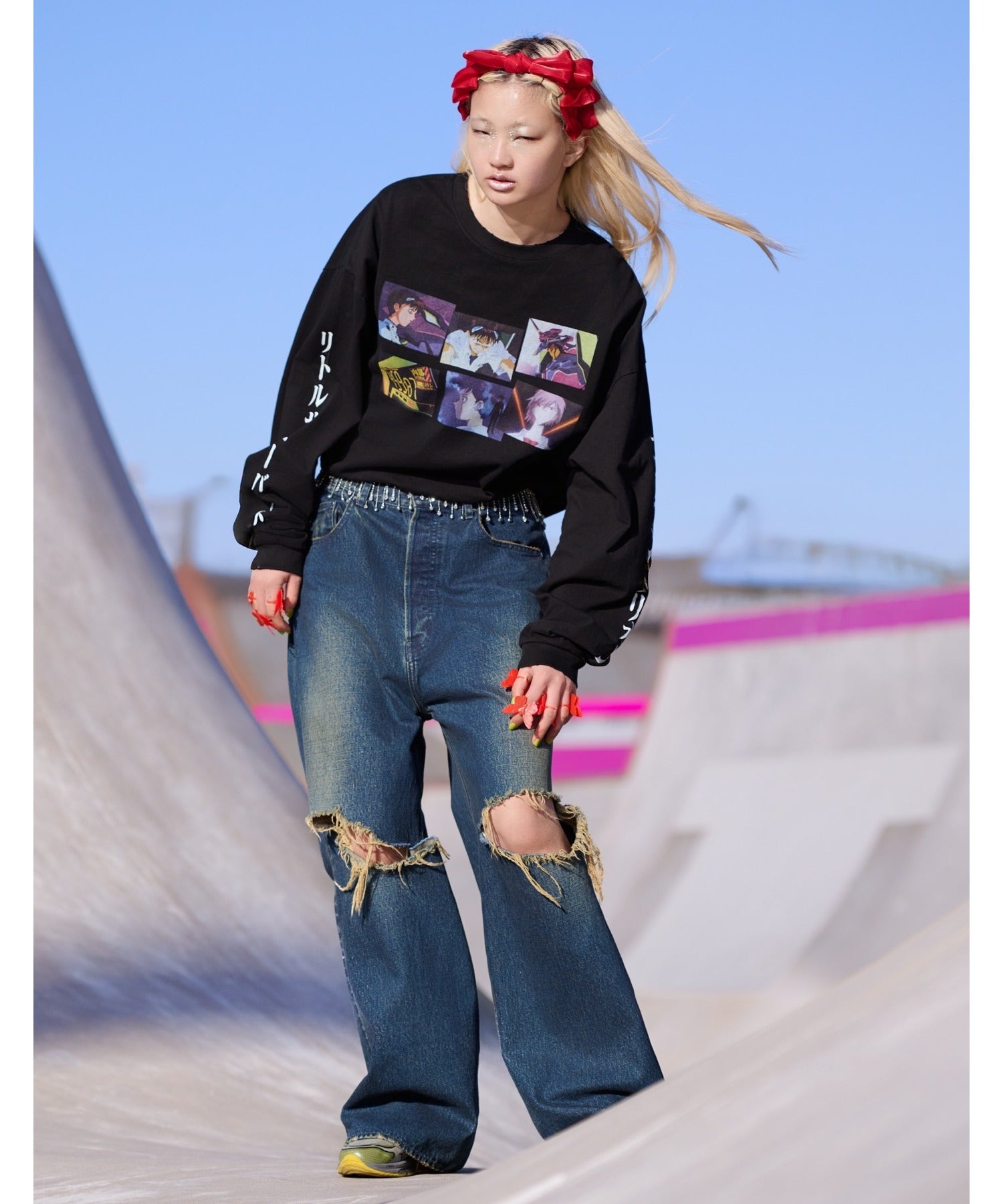 リトルサニーバイト little sunny bite evangelion x little sunny bite long tee （ホワイト） ホワイト