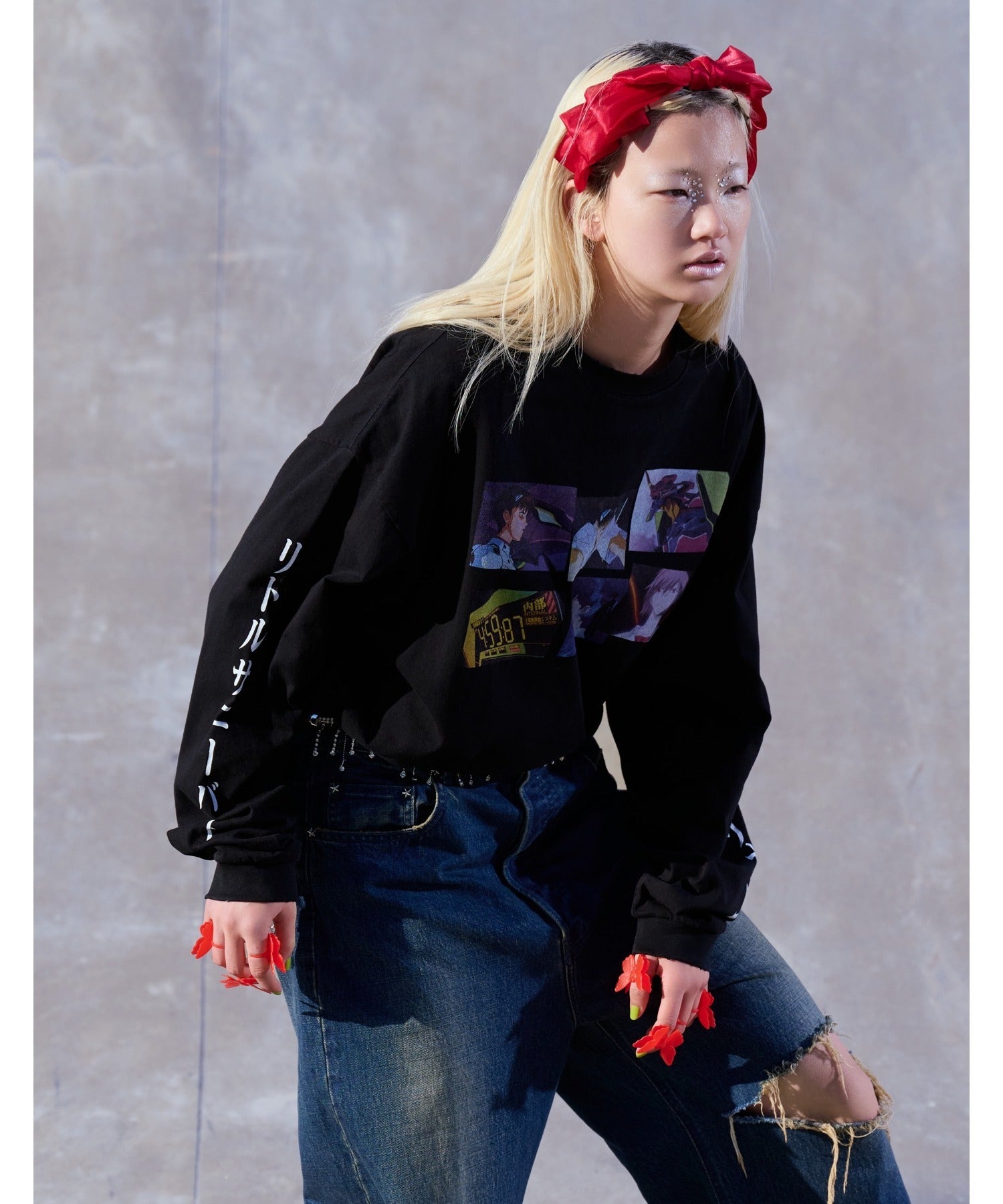 リトルサニーバイト little sunny bite evangelion x little sunny bite long tee （ホワイト） ホワイト