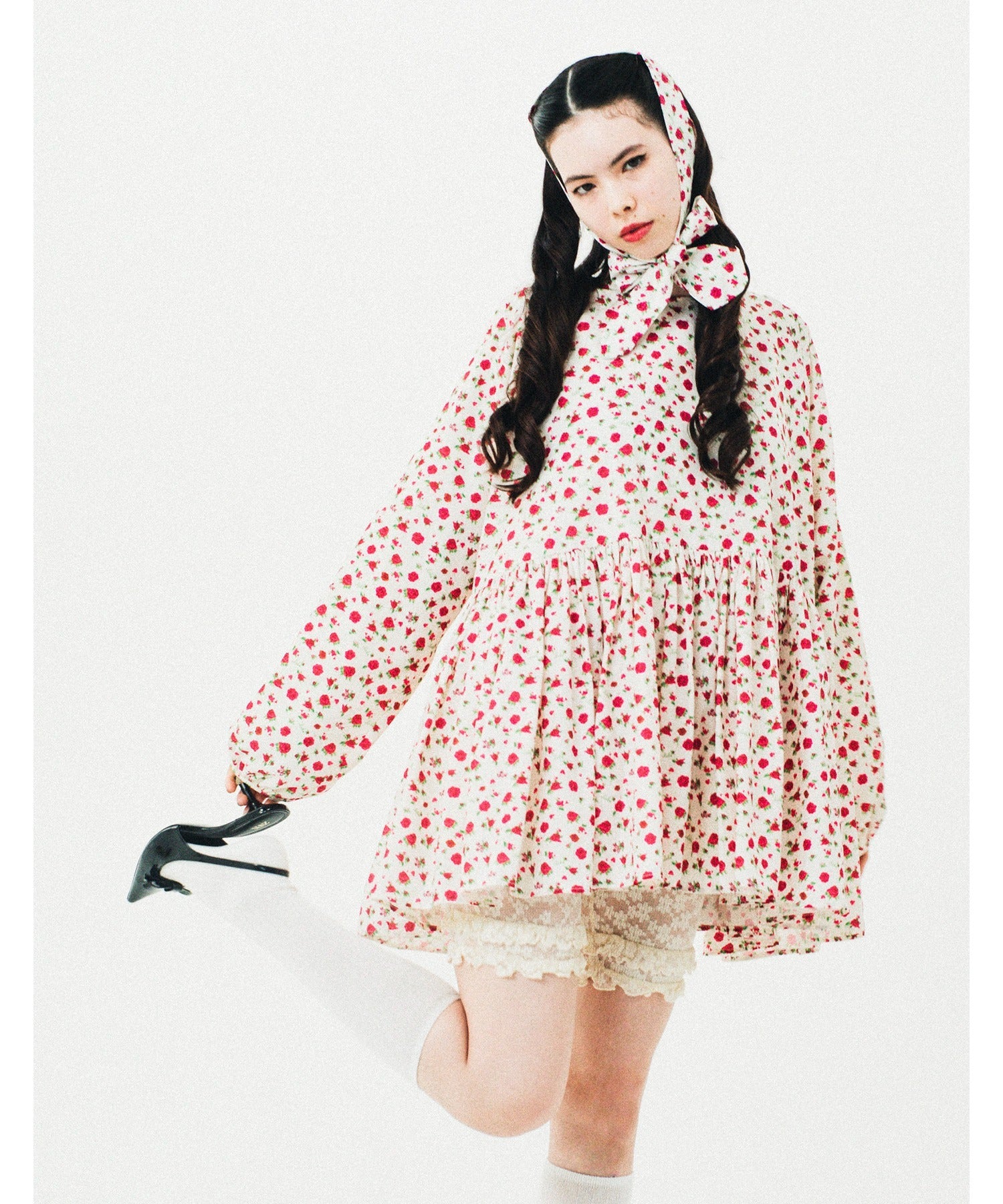 リトルサニーバイト little sunny bite rose nylon mini dress （アイボリー） アイボリー