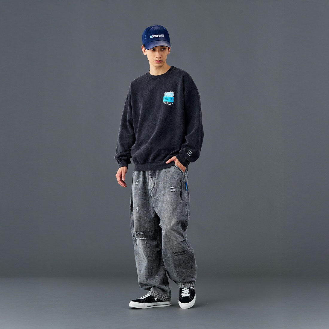 リベレイダース Liberaiders ダメージド デニム サルエル パンツ（DAMAGED DENIM SARROUEL PANTS） （BLACK） BLACK