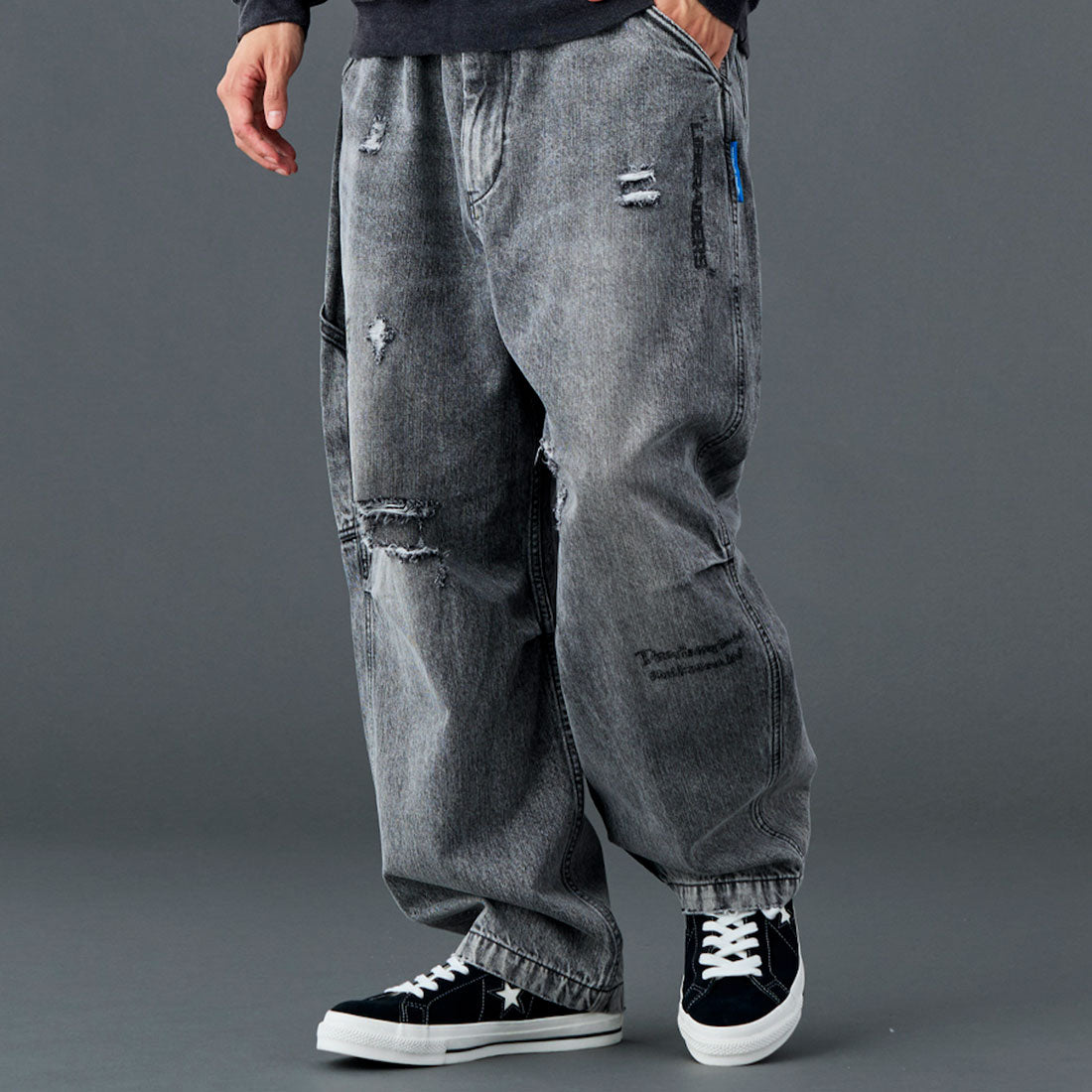 リベレイダース Liberaiders ダメージド デニム サルエル パンツ（DAMAGED DENIM SARROUEL PANTS） （BLACK） BLACK