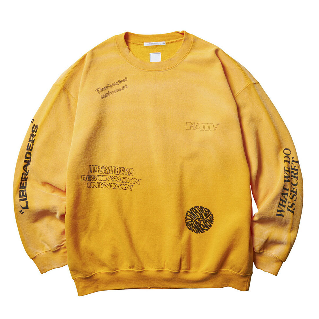 リベレイダース Liberaiders Liberaiders HANDWRITING PRINT CREWNECK（リベレイダース ハンドライティング プリント クルーネック） （YELLOW） YELLOW