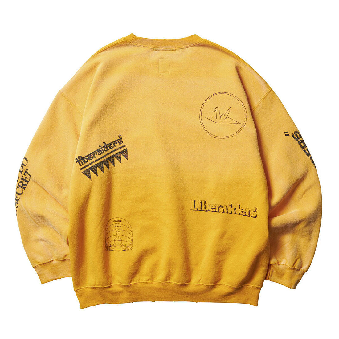 リベレイダース Liberaiders Liberaiders HANDWRITING PRINT CREWNECK（リベレイダース ハンドライティング プリント クルーネック） （YELLOW） YELLOW