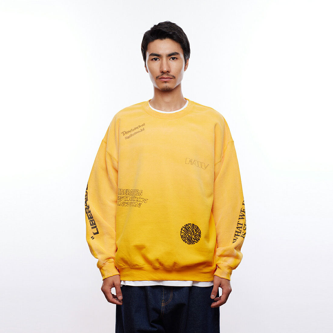 リベレイダース Liberaiders Liberaiders HANDWRITING PRINT CREWNECK（リベレイダース ハンドライティング プリント クルーネック） （YELLOW） YELLOW