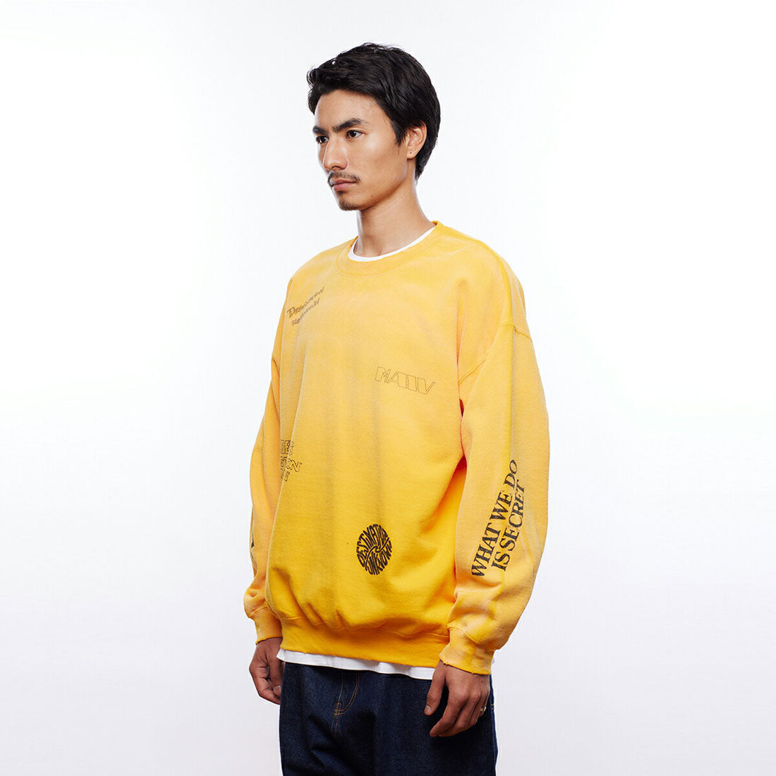 リベレイダース Liberaiders Liberaiders HANDWRITING PRINT CREWNECK（リベレイダース ハンドライティング プリント クルーネック） （YELLOW） YELLOW