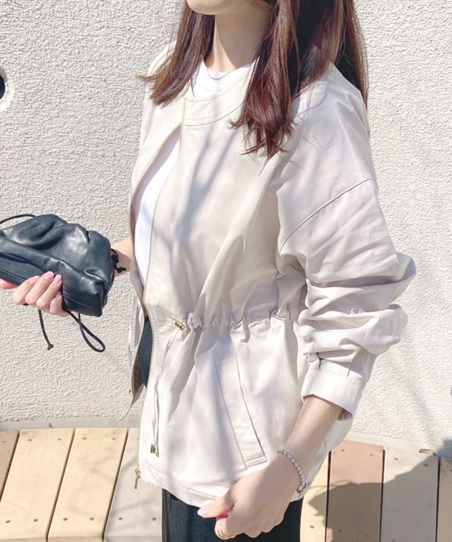 リベル モア libelle more ウエストドロストギャザーノーカラーブルゾン