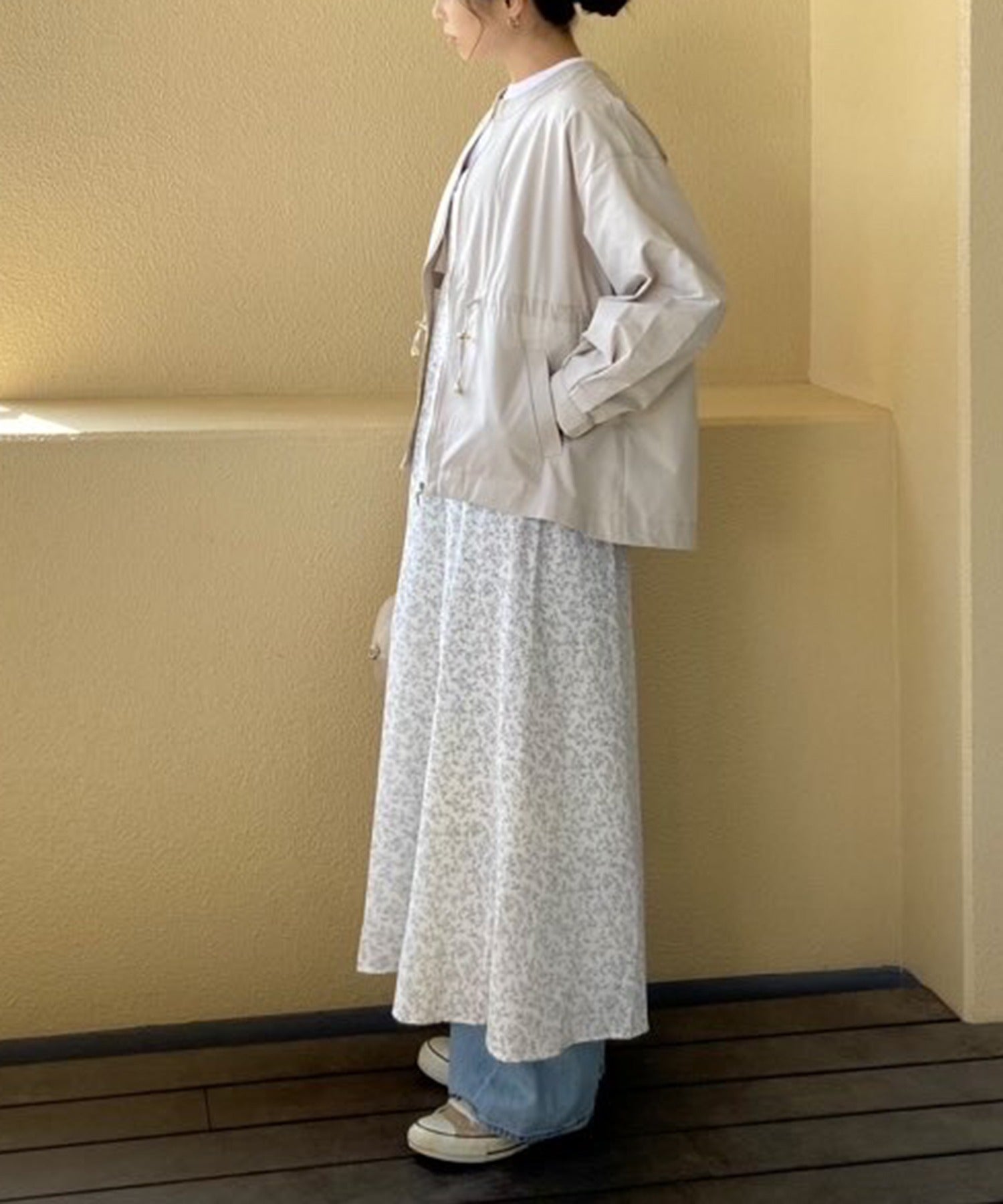 リベル モア libelle more ウエストドロストギャザーノーカラーブルゾン