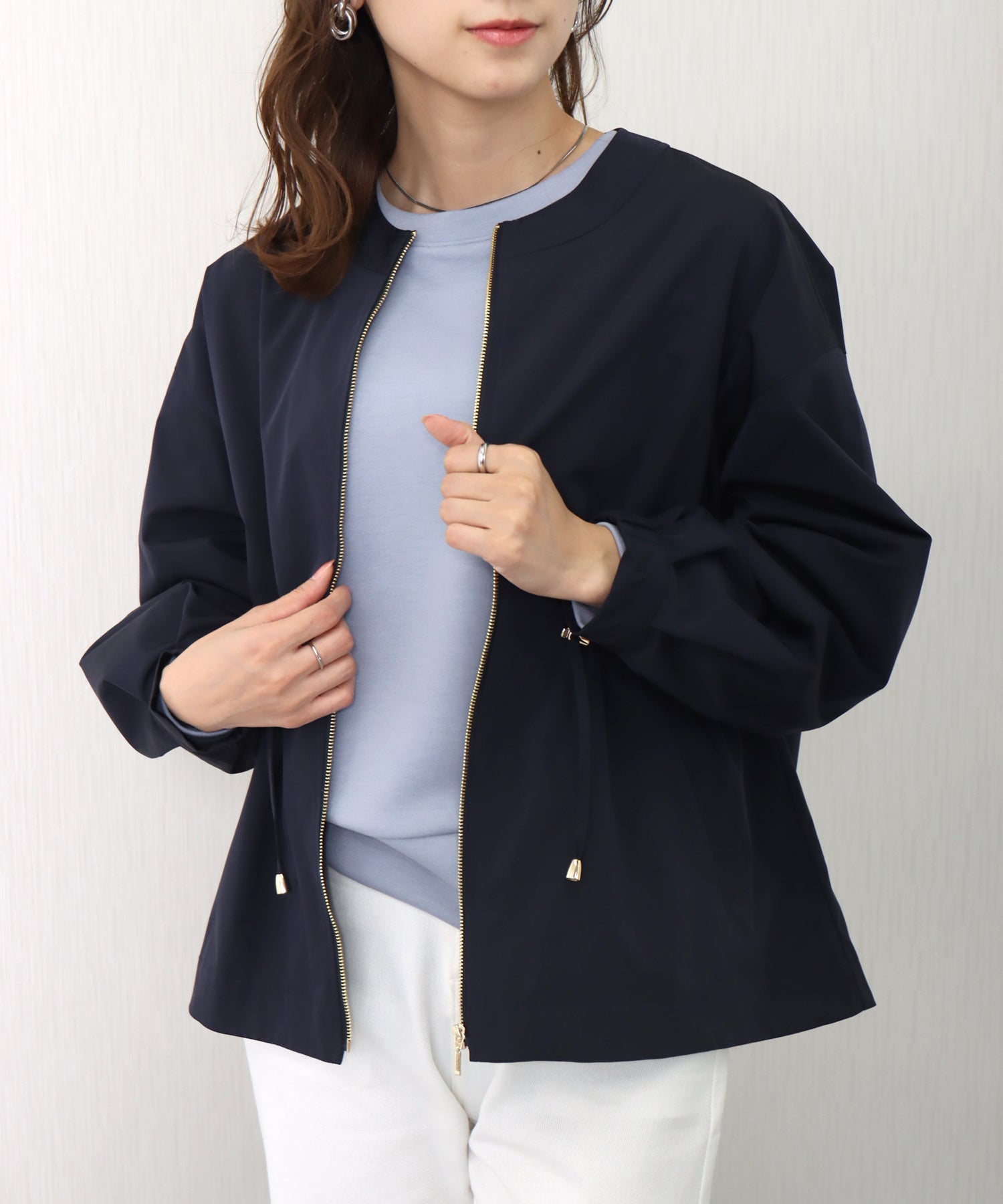 リベル モア libelle more ウエストドロストギャザーノーカラーブルゾン