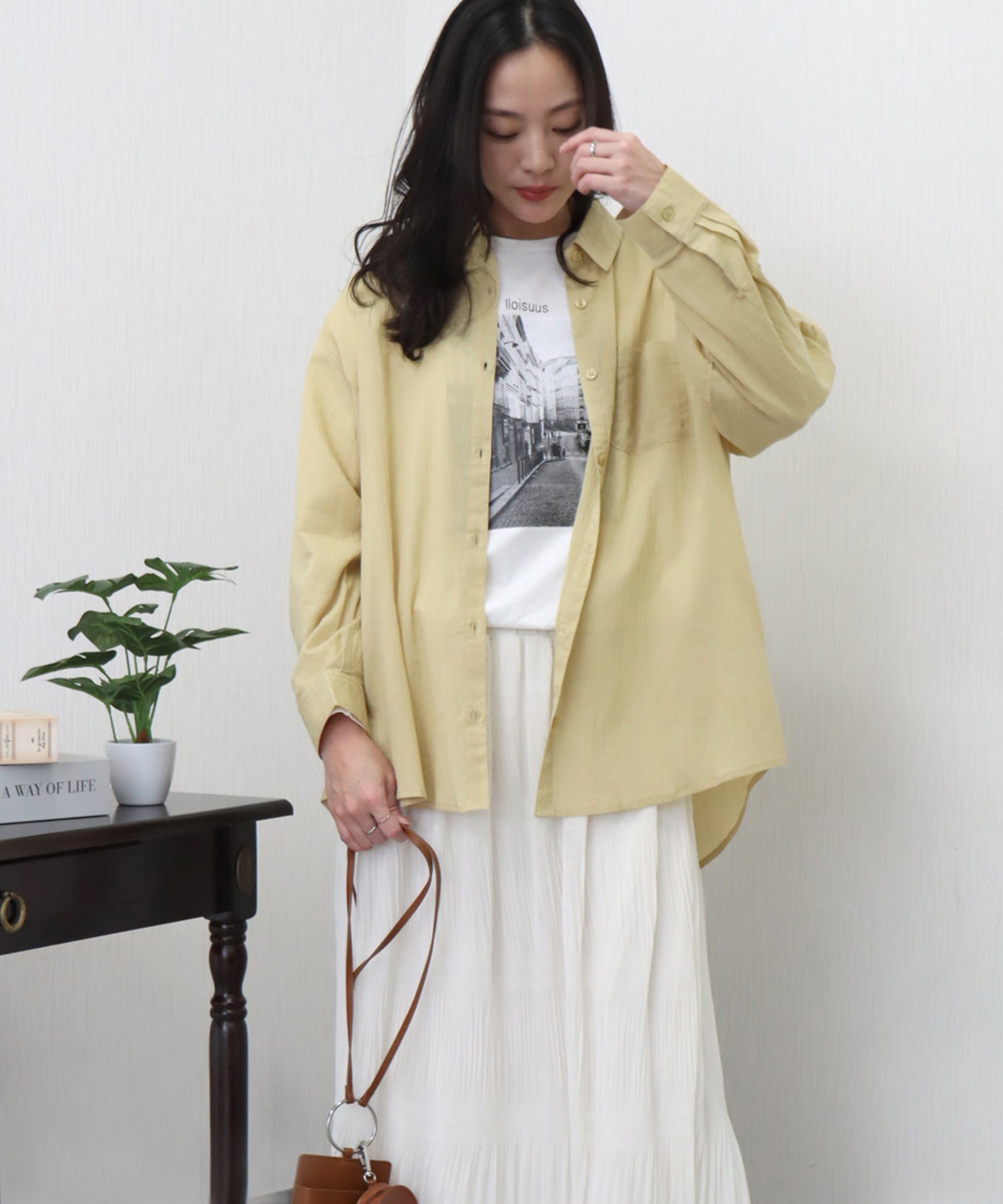 リベル モア libelle more らくちんケア〈洗濯機可能〉綿楊柳ベーシックシャツ （イエロー） イエロー