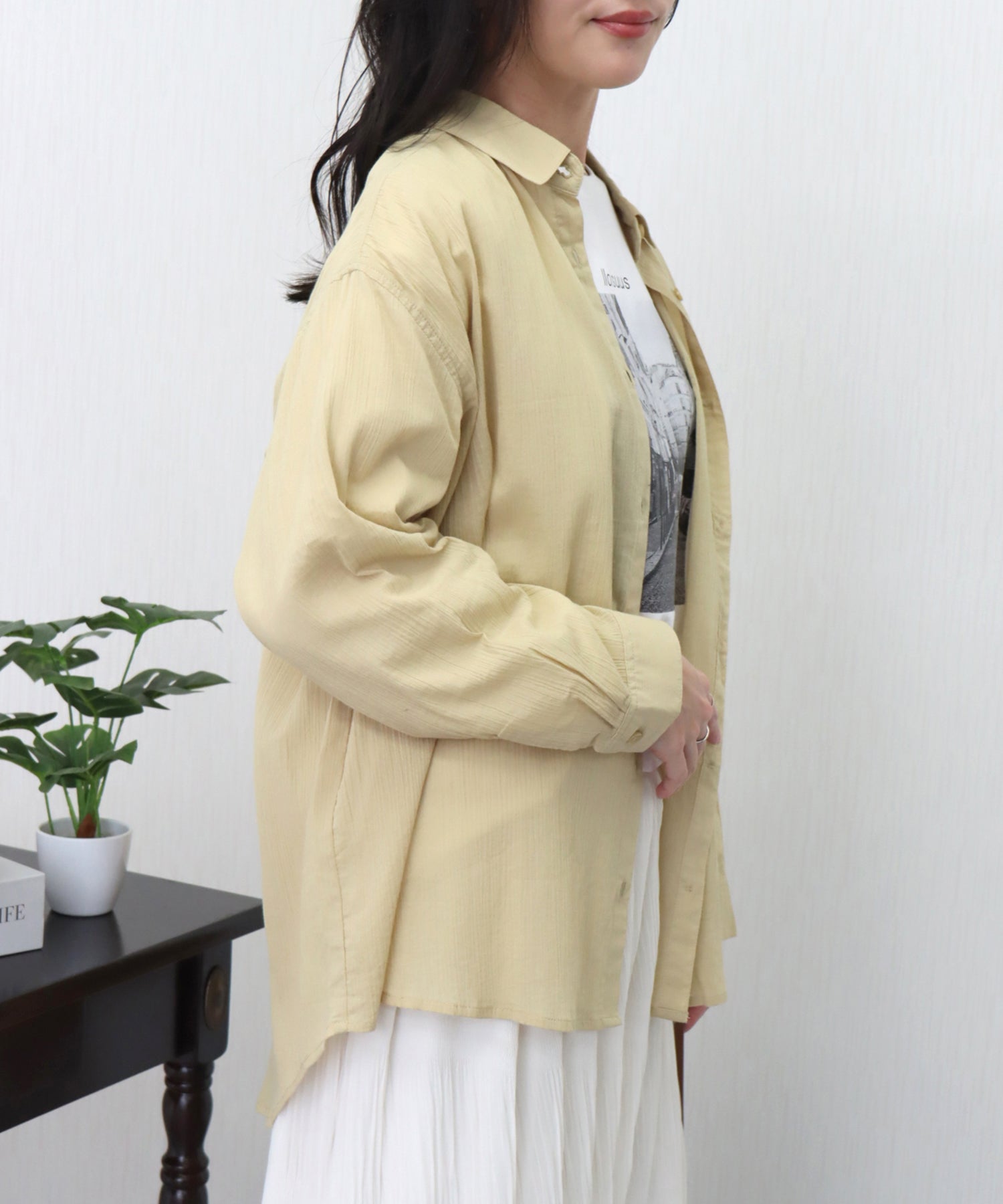 リベル モア libelle more らくちんケア〈洗濯機可能〉綿楊柳ベーシックシャツ （イエロー） イエロー