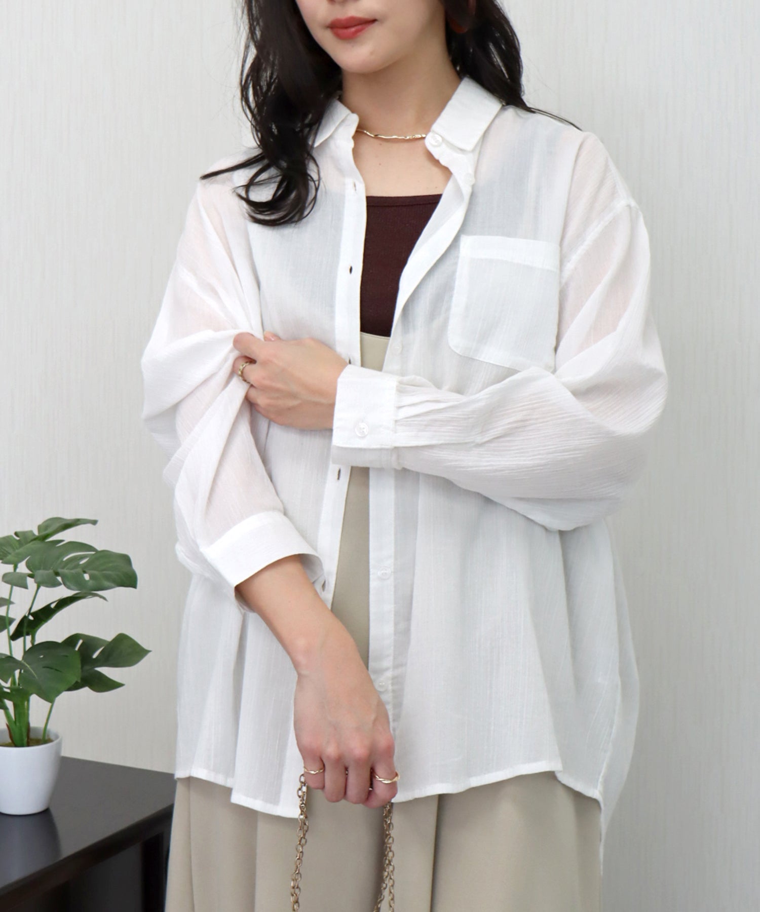 リベル モア libelle more らくちんケア〈洗濯機可能〉綿楊柳ベーシックシャツ （オフ） オフ