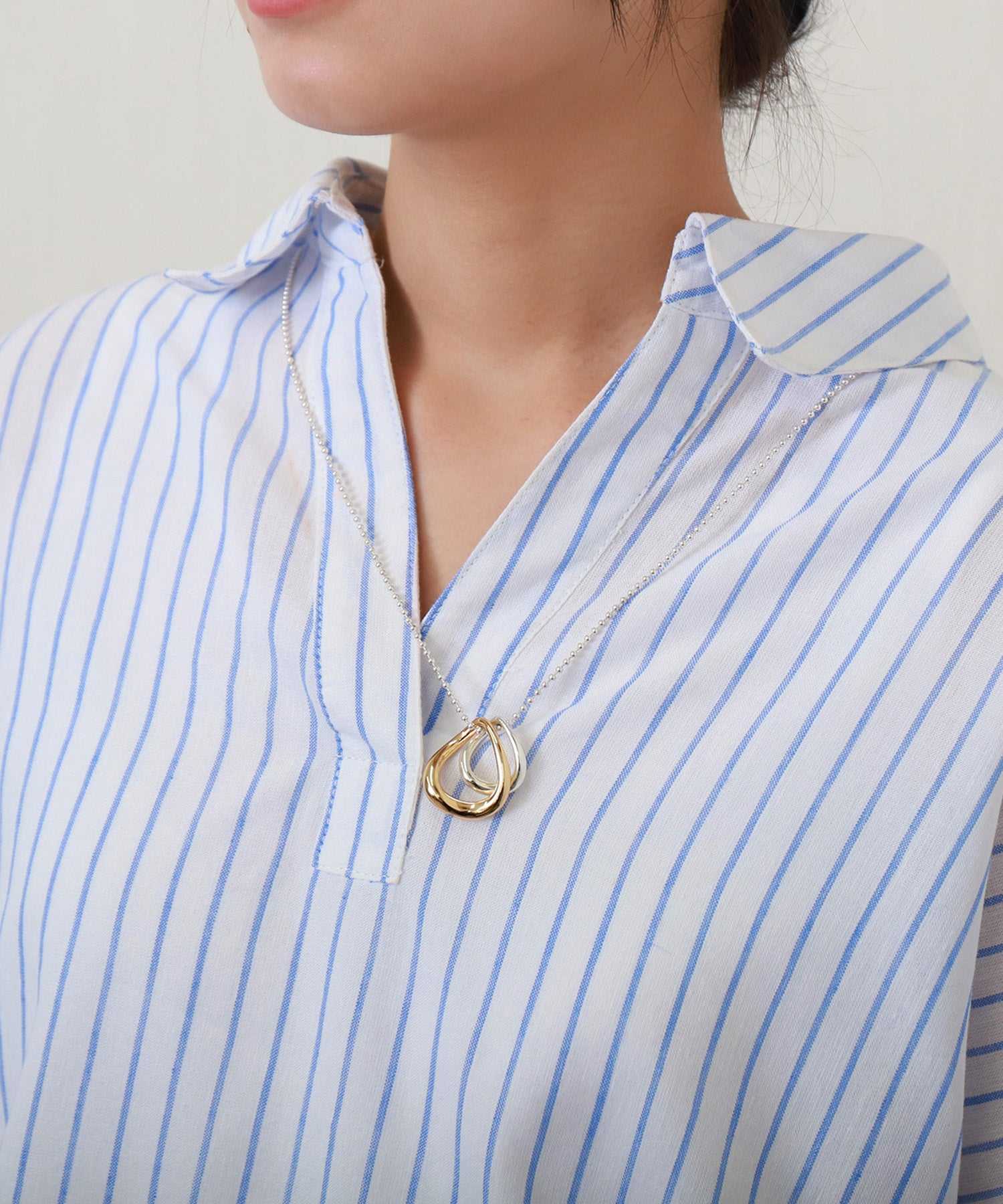 リベル モア libelle more 【抗菌・UVカット・吸水速乾】「やわさらリネン」ストライプスキッパーシャツ （オフ＊サックス） オフ＊サックス