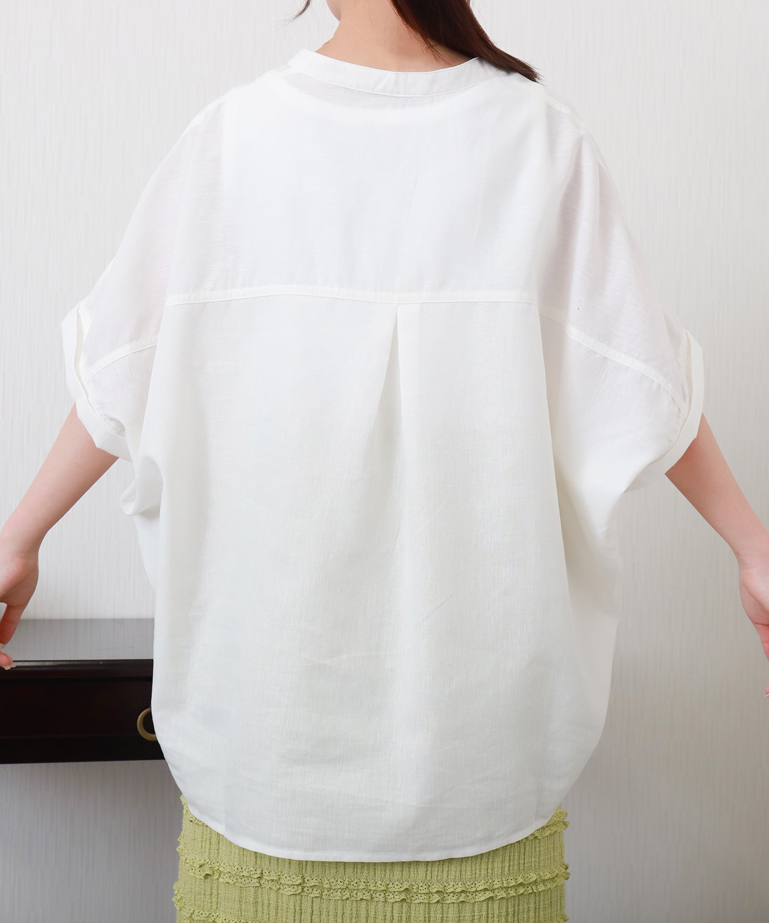 リベル モア libelle more 【抗菌・UVカット・吸水速乾】「やわさらリネン」バンドカラーシャツ （ブルーグレー） ブルーグレー