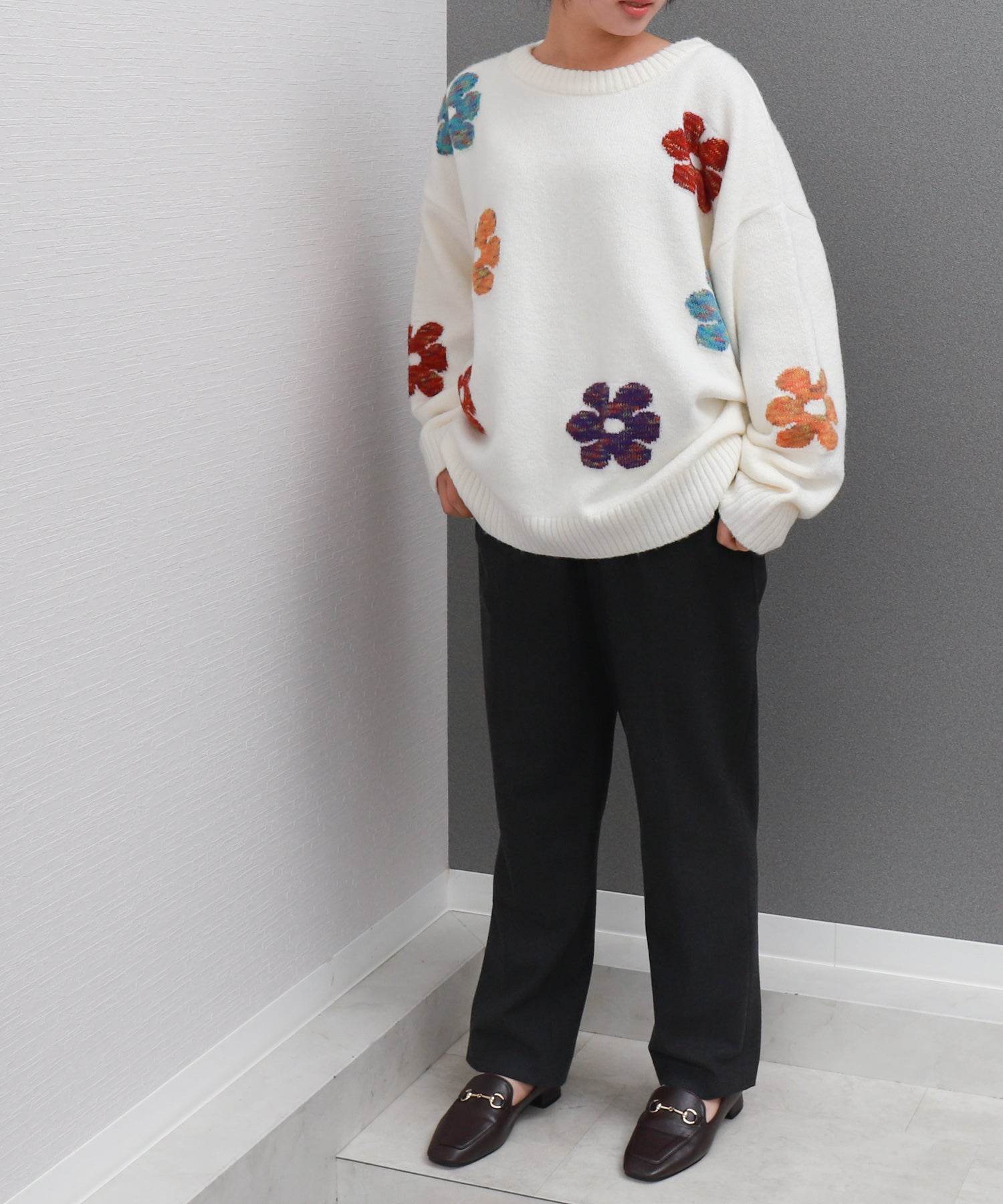 リベル モア libelle more MIX花柄ジャガードニットプルオーバー （オフ） オフ