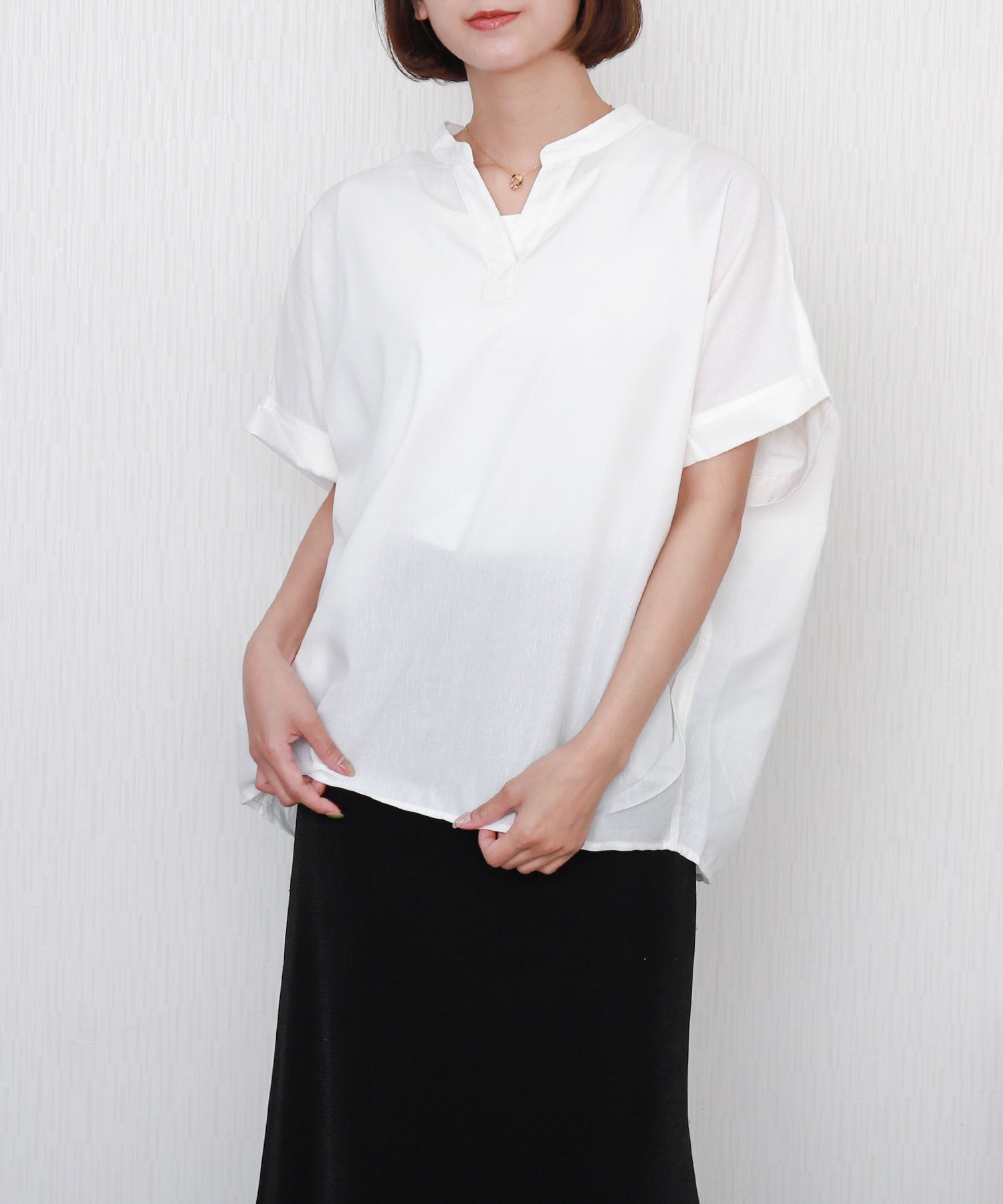 リベル モア libelle more 【吸水速乾／UVケア／抗菌防臭】リネンドルマンシャツ バンドカラー （ラベンダー） ラベンダー