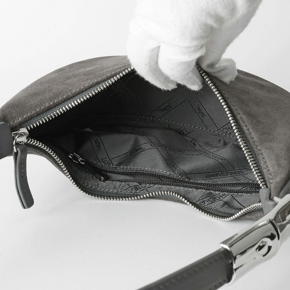 ロンシャン LONGCHAMP ハンドバッグ ロゾ スエード ホーボーバッグ Sサイズ 10217 HDM 123 DARK GREY （ダークグレー） ダークグレー
